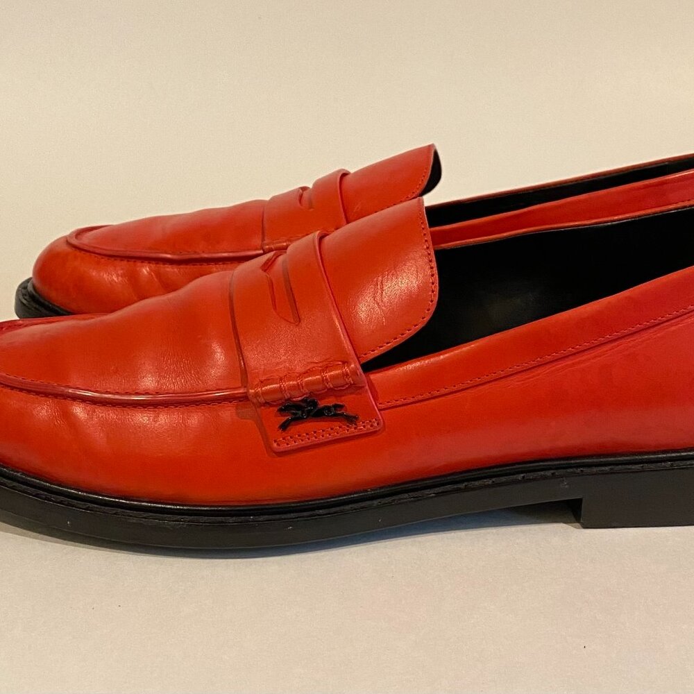 Longchamp Red Leather Loafers - Picture 3 of 8
